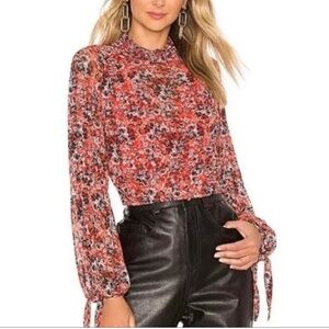 Free People Women's Size L All Dolled Up Mesh Floral Long Sleeve Blouse New